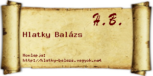 Hlatky Balázs névjegykártya